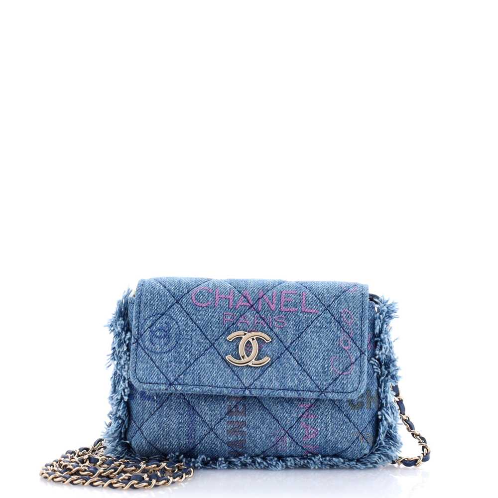 CHANEL Denim Mood Flap Clutch with Chain Logo Pri… - image 1