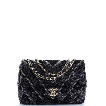 CHANEL CC Flap Bag Chevron Sequins Mini - image 1