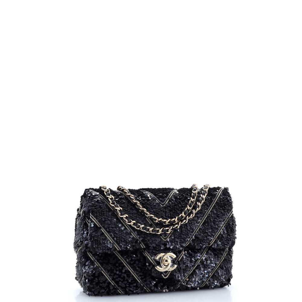 CHANEL CC Flap Bag Chevron Sequins Mini - image 3