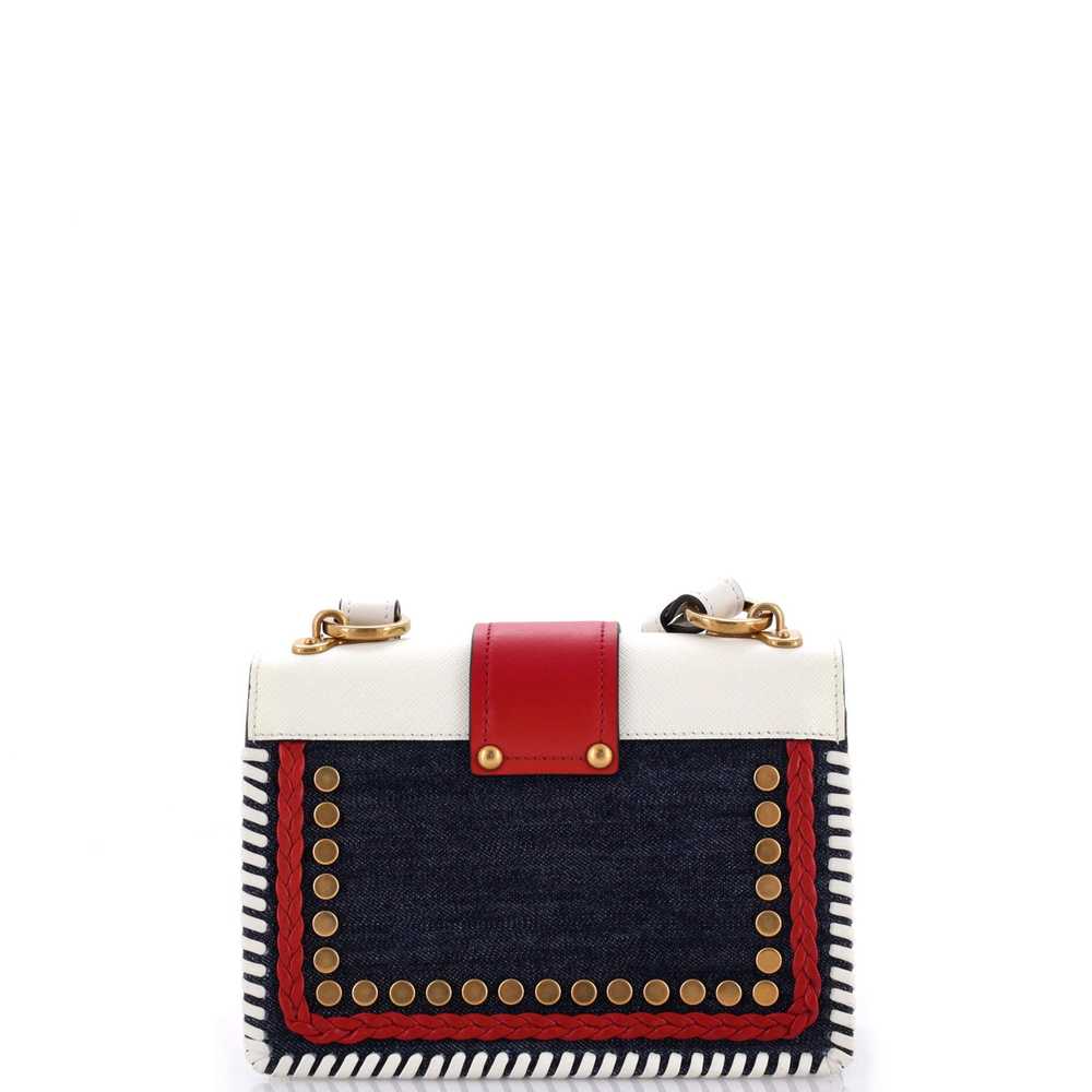 PRADA Cahier Crossbody Bag Embellished Denim and … - image 3