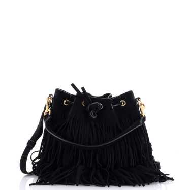 Saint Laurent Fringe Emmanuelle Bucket Bag Suede M