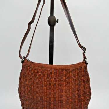 NWT Vilenca fashion Holland Italian Basket Weave Leather Purse Style TK 285 in Cognac