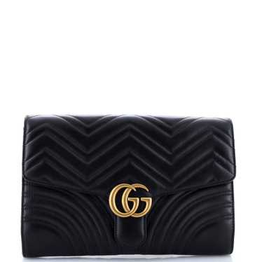 GUCCI GG Marmont Flap Clutch Matelasse Leather