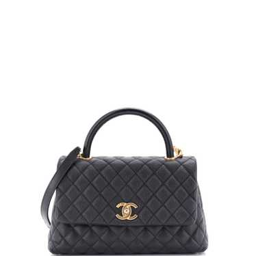 CHANEL Coco Top Handle Bag Quilted Caviar Small