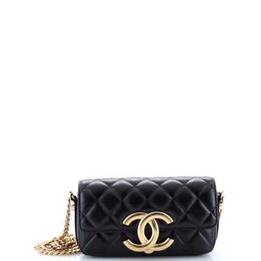 CHANEL Giant CC Flap Baguette Bag Quilted Lambskin