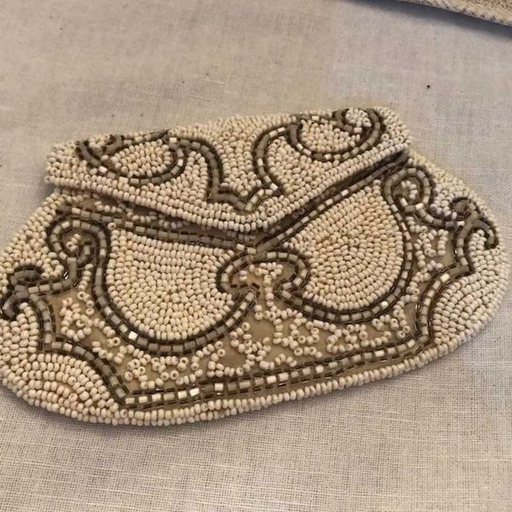 Vintage Art Deco, Handmade beaded finger purse, g… - image 1