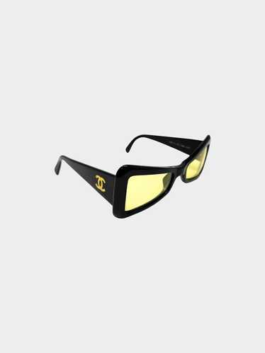 Chanel 2000s Black and Yellow Geometric Sunglasses