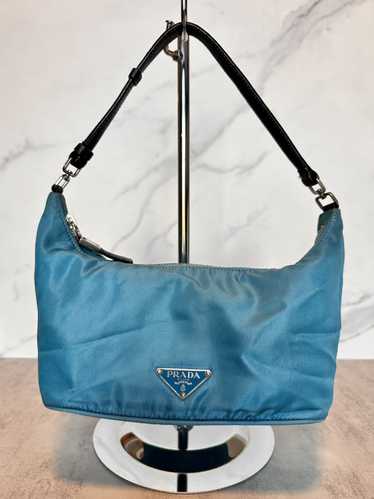 Prada Blue Prada Nylon and Leather Pochette