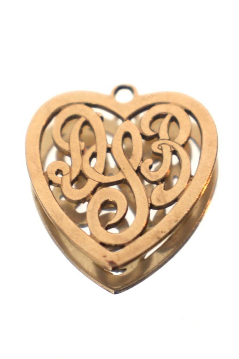 14K Gold Scroll Heart Charm - image 1