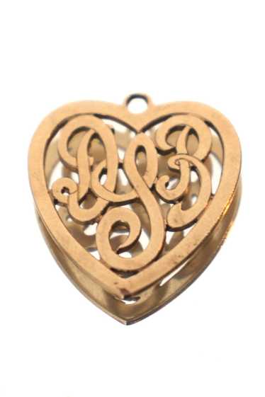 14K Gold Scroll Heart Charm