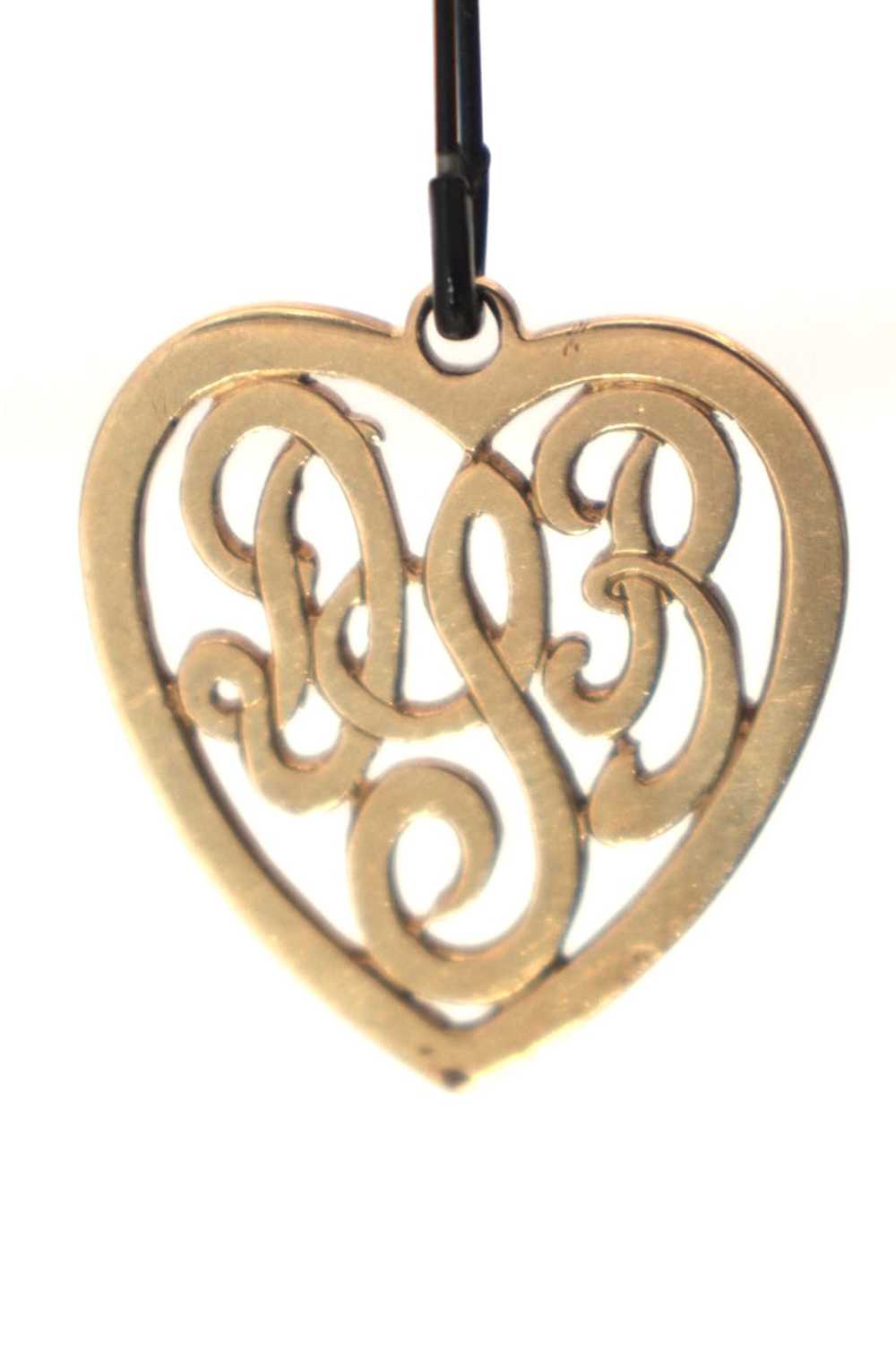 14K Gold Scroll Heart Charm - image 3