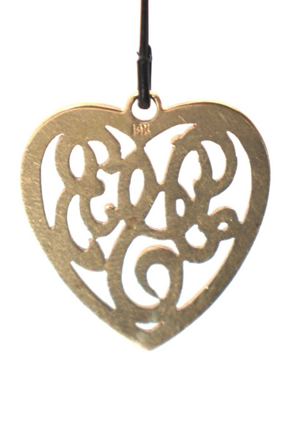 14K Gold Scroll Heart Charm - image 4