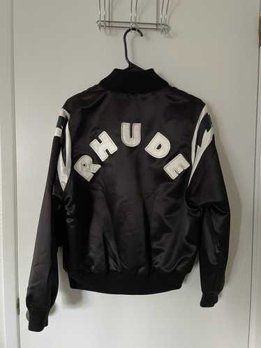 Rhude Rhude Black Lightning Varsity Bomber satin J