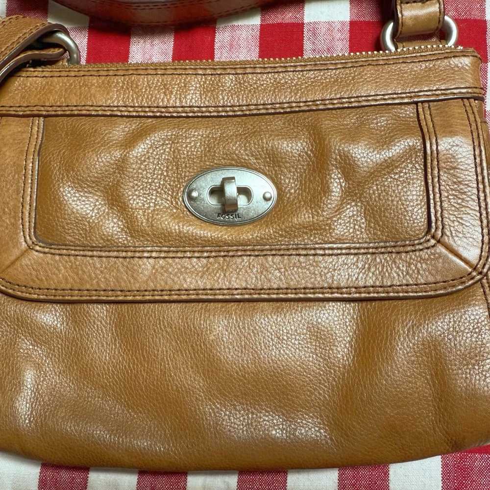 Fossil Brown Leather Crossbody Bag – Lightly Used - image 4