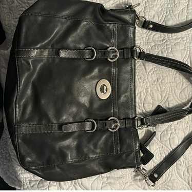 Coach black leather handbag with long strap style… - image 1