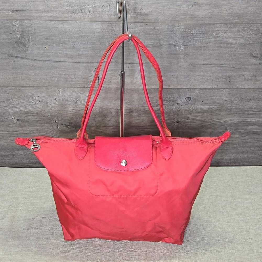 Large Longchamp Lepliage Coral Red Tote Shoulder … - image 2