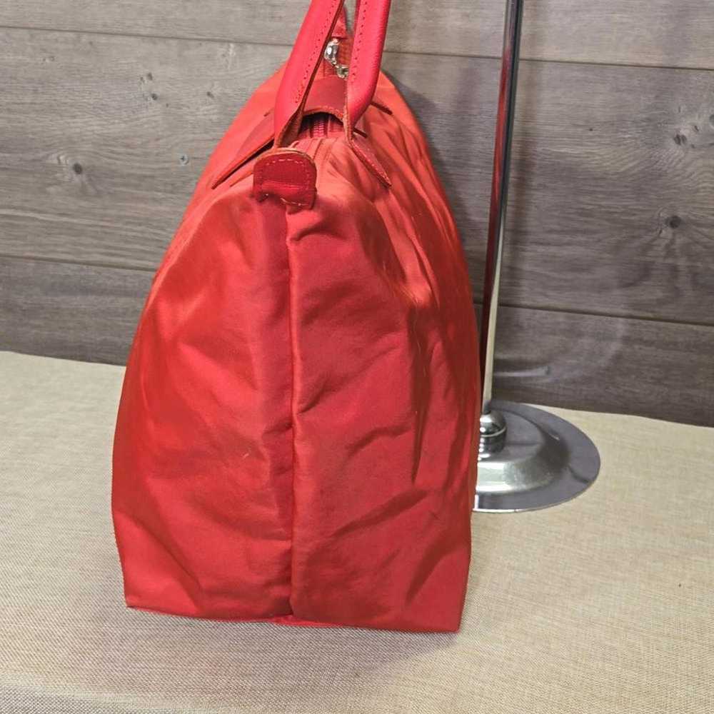 Large Longchamp Lepliage Coral Red Tote Shoulder … - image 3