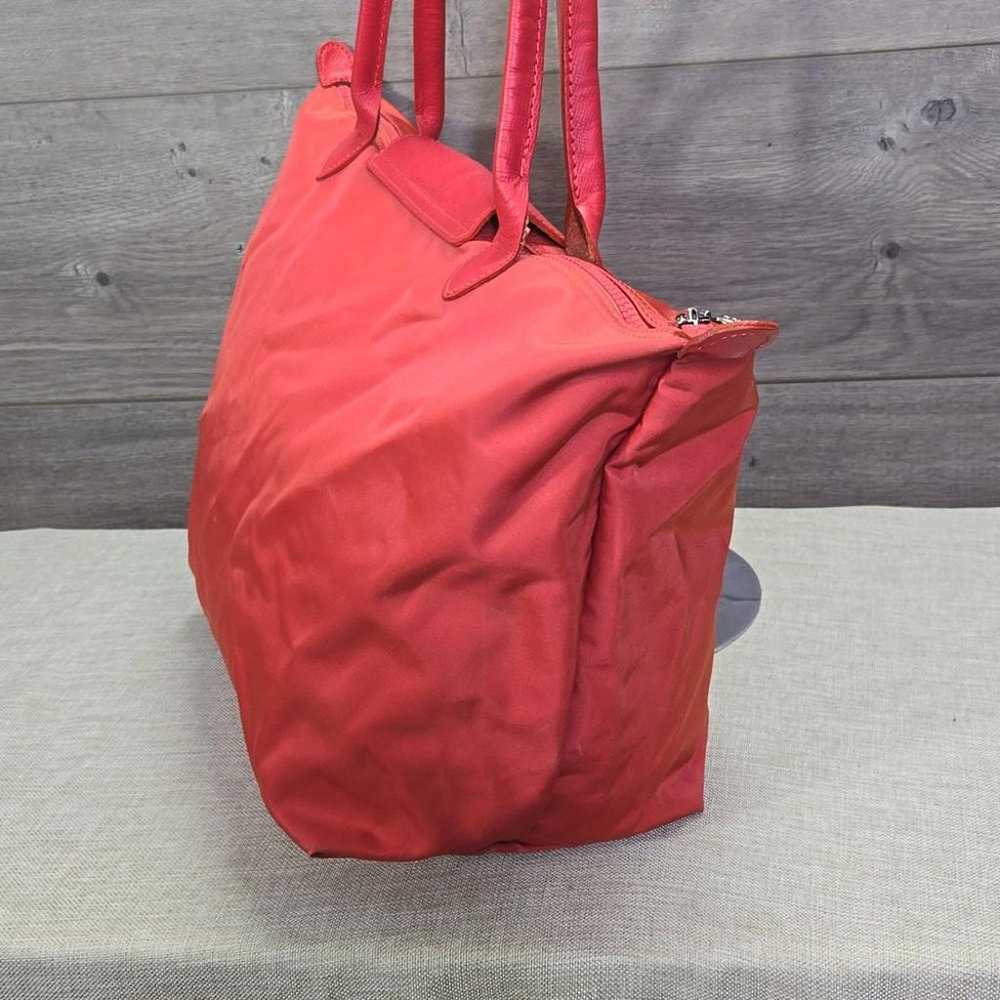 Large Longchamp Lepliage Coral Red Tote Shoulder … - image 6