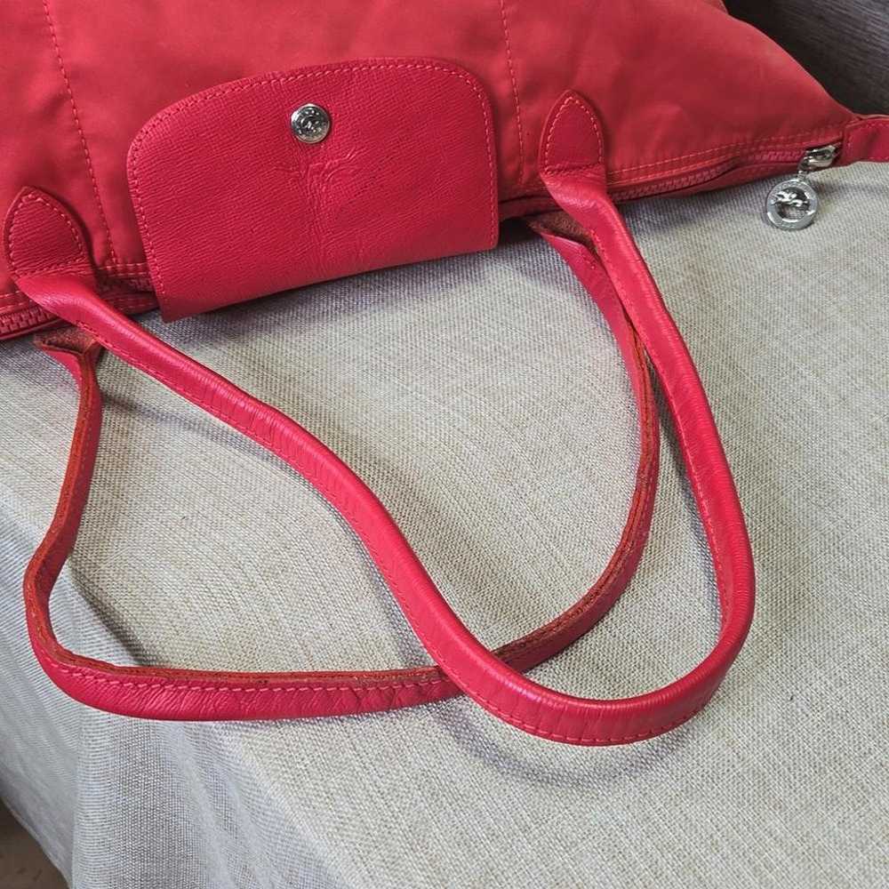 Large Longchamp Lepliage Coral Red Tote Shoulder … - image 7