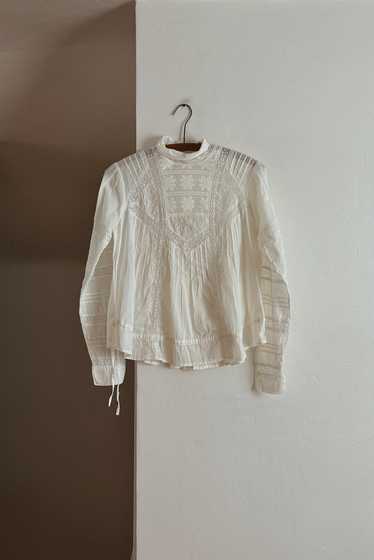 VICTORIAN STYLE EMBROIDERED COTTON BLOUSE