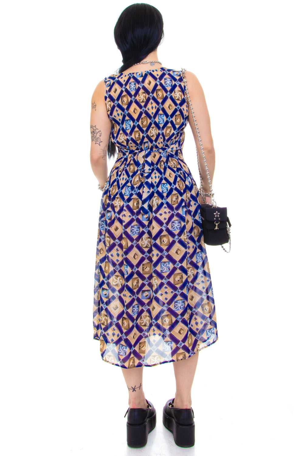 Vintage 90's Floral Pleated Button Up Tank Dress … - image 5