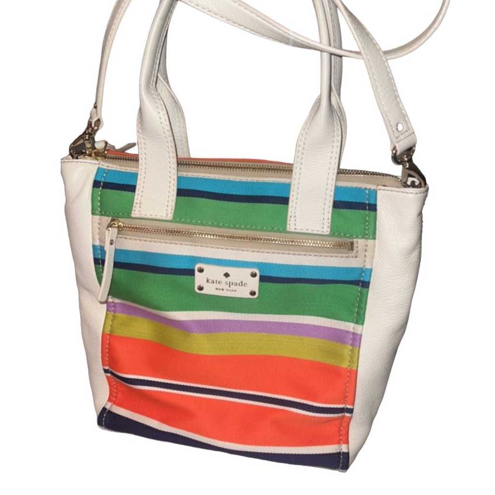 Kate Spade Unique Multicolored Rainbow Canvas Lea… - image 2