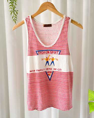 90s Fashion Sport Striped Tank Top | S