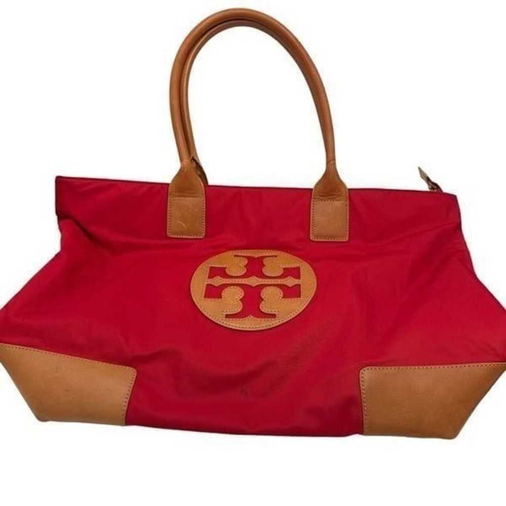 Tory Burch red and brown Ella large tote bag - image 1