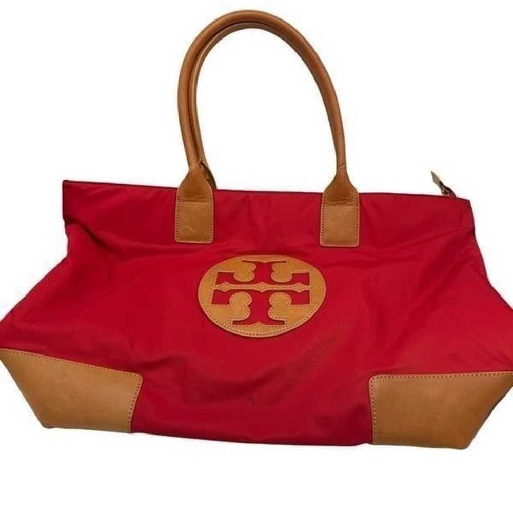 Tory Burch red and brown Ella large tote bag - image 2