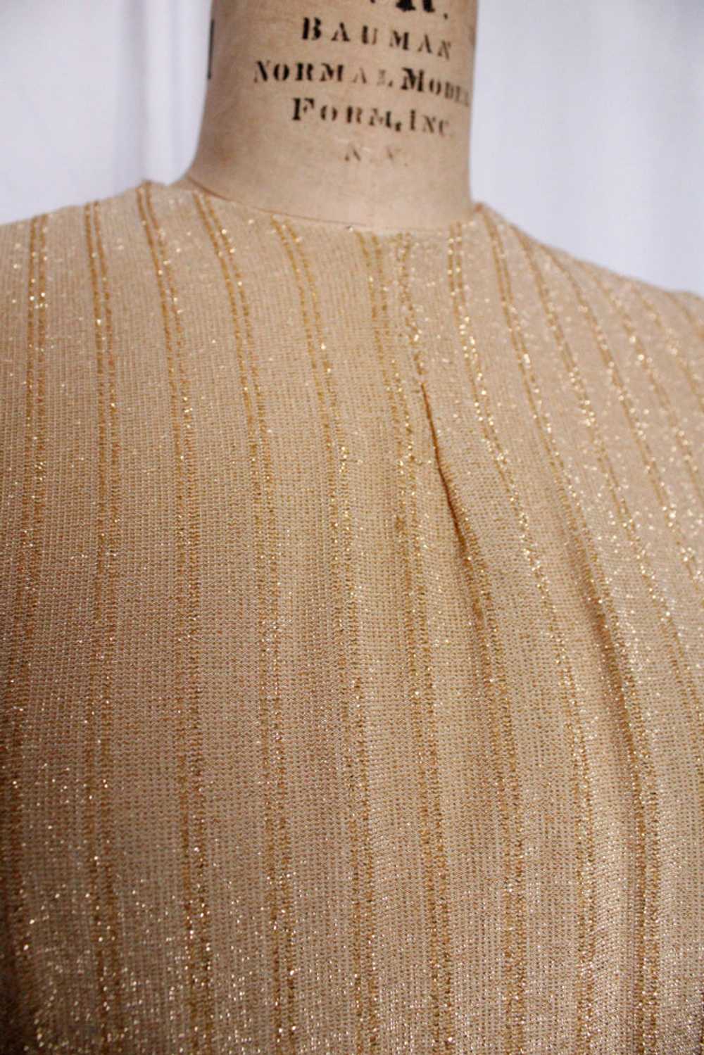 1960s Gold Lurex Shift Dress - M/L - image 11