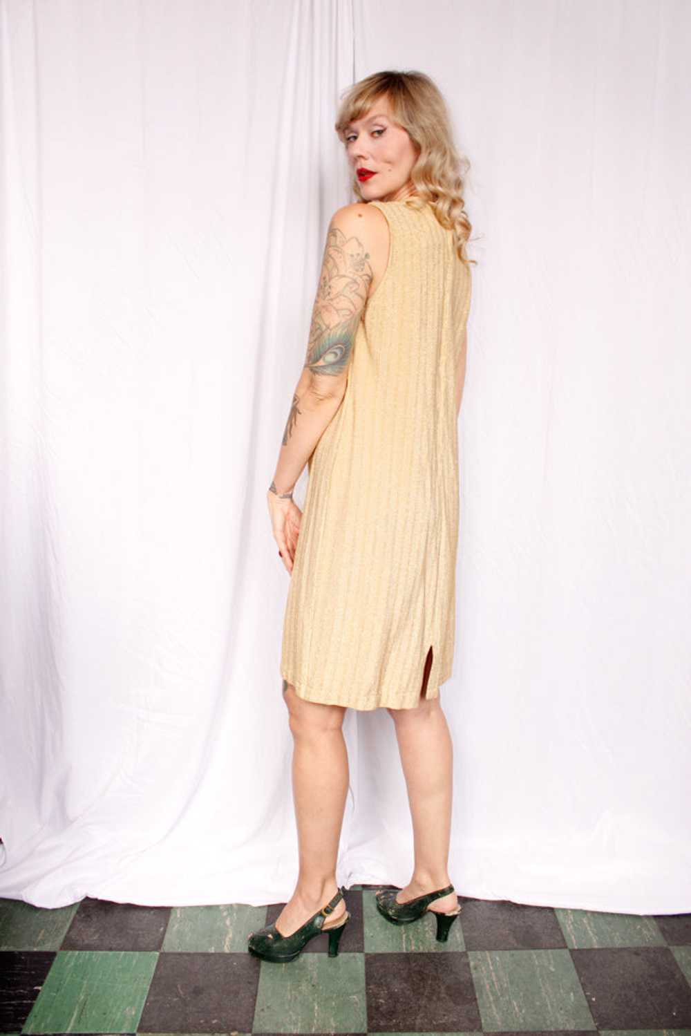 1960s Gold Lurex Shift Dress - M/L - image 4