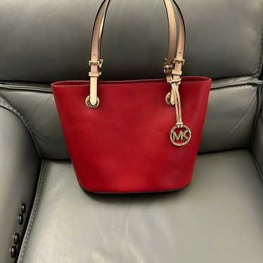 Michael Kors Red leather Jet set tote NWOT