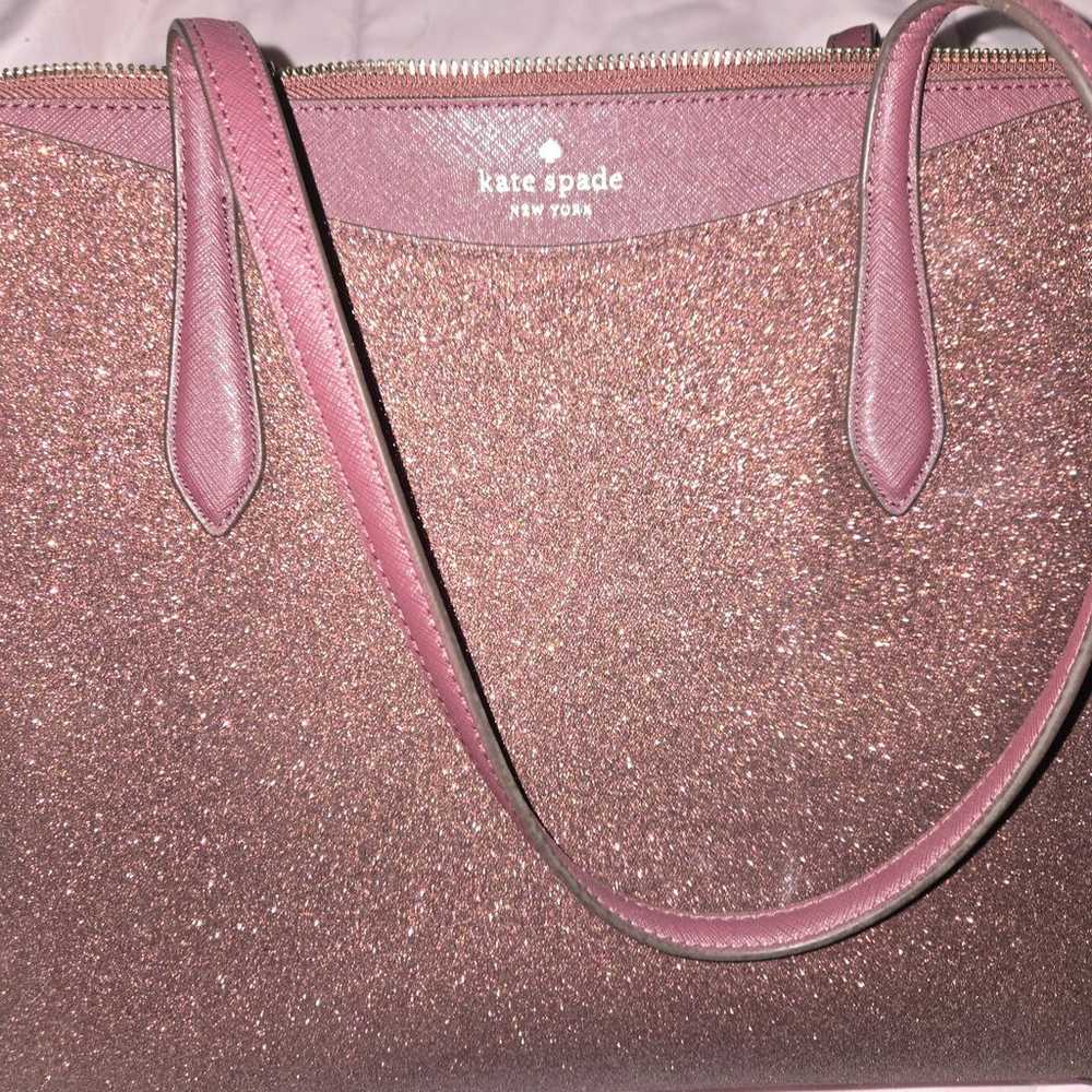 Kate spade glitter deep nova burgundy tote with m… - image 5