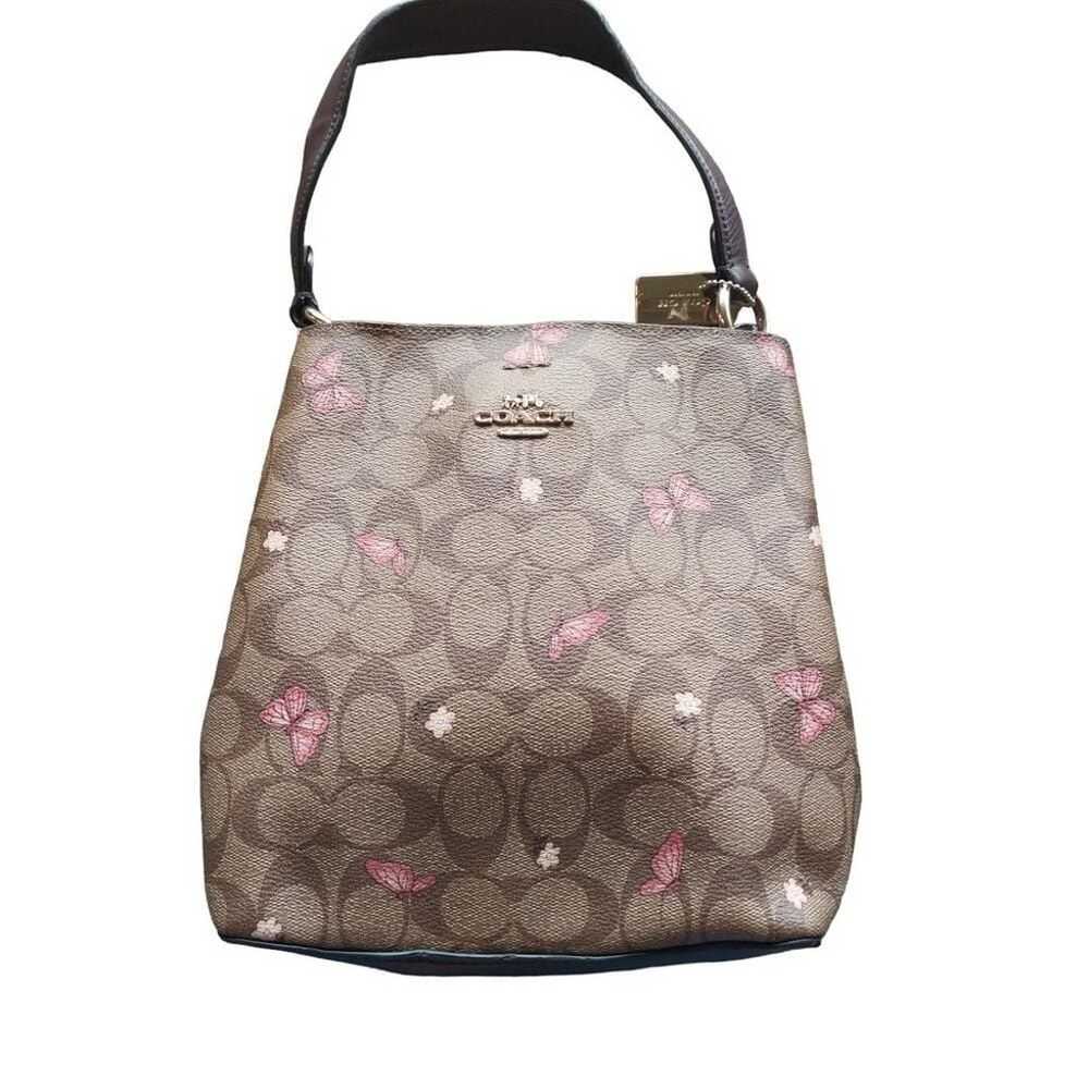 Coach Monorgram Pink Butterfly Purse Medium Strap… - image 1