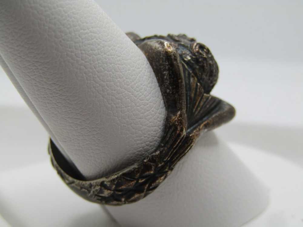 Vintage Sterling Mermaid Ring, Holding Tail, Sz. … - image 3