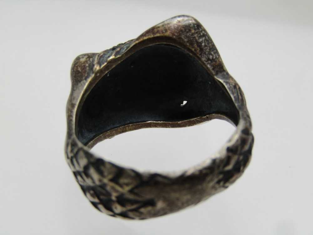 Vintage Sterling Mermaid Ring, Holding Tail, Sz. … - image 5