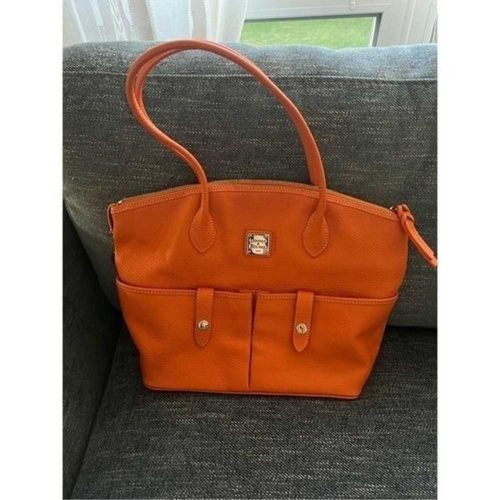 Dooney & Bourke bright orange Leather Crescent To… - image 1