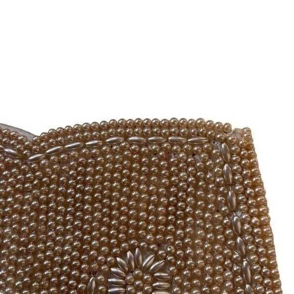 Vintage Beaded Finger Clutch Zippered Top Flower … - image 7