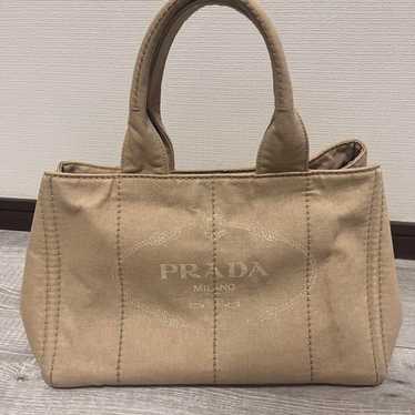 PRADA Beige Handbag Canvas