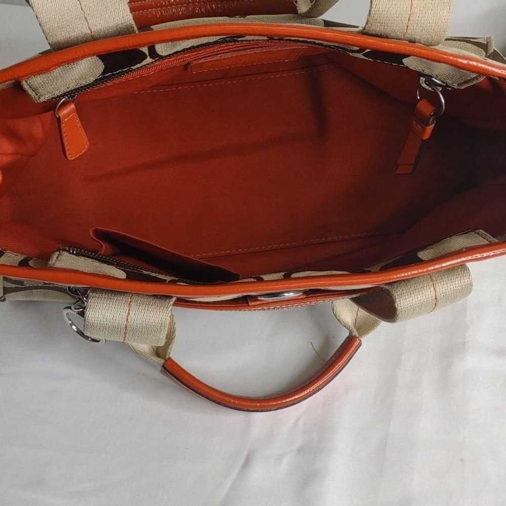 Coach vintage Brown / tan logo bag with orange tr… - image 6