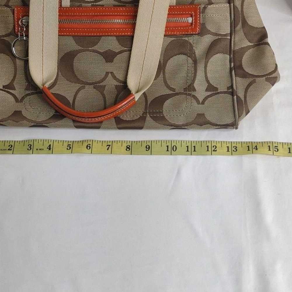 Coach vintage Brown / tan logo bag with orange tr… - image 9