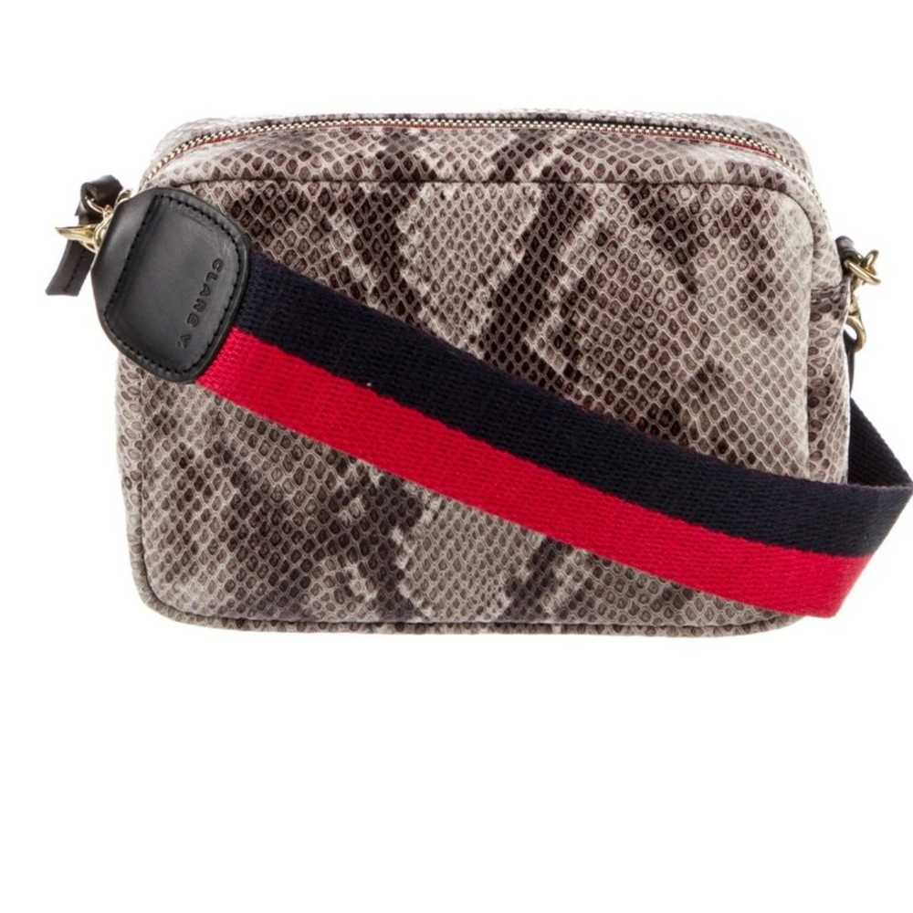 Clare V Midi Sac Gray Snakeskin Print Leather Cro… - image 2