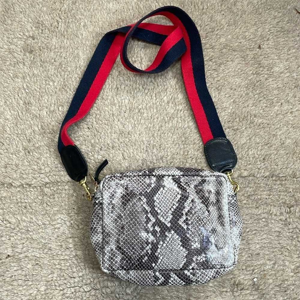 Clare V Midi Sac Gray Snakeskin Print Leather Cro… - image 3