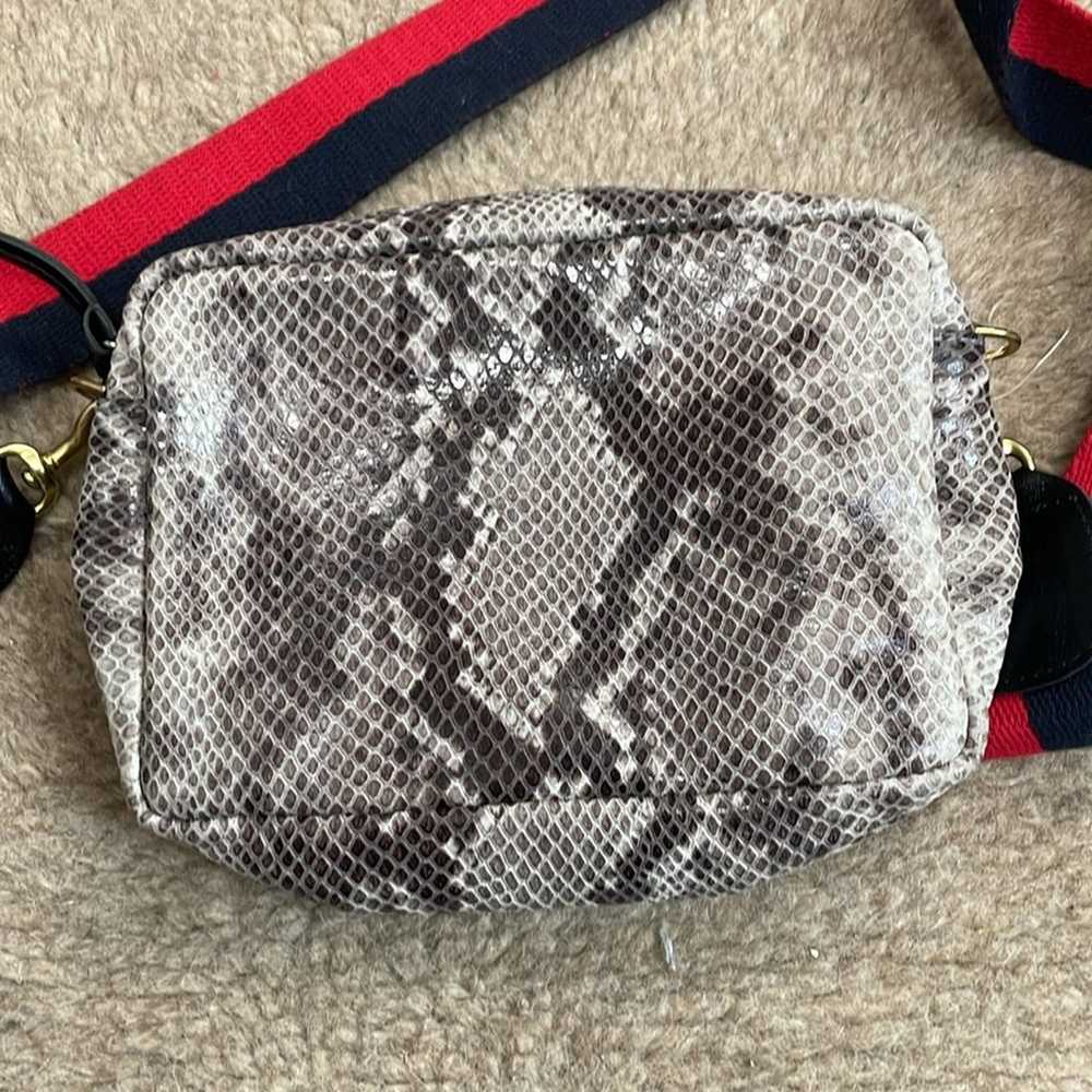 Clare V Midi Sac Gray Snakeskin Print Leather Cro… - image 7