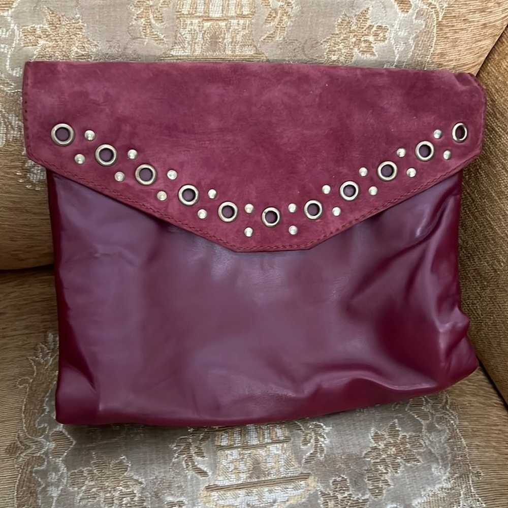 MAUD FRIZON PARIS LEATHER & SUEDE CLUTCH STUDDED … - image 1