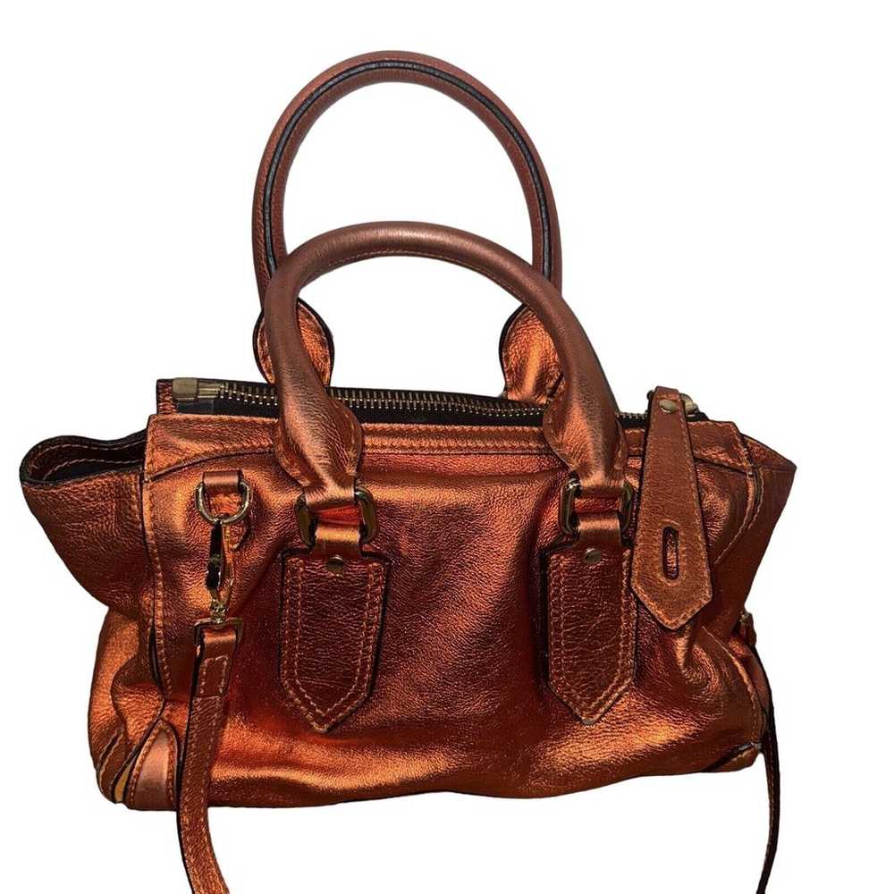 Burberry Prorsum Metallic Burnt Orange Satchel Pu… - image 2