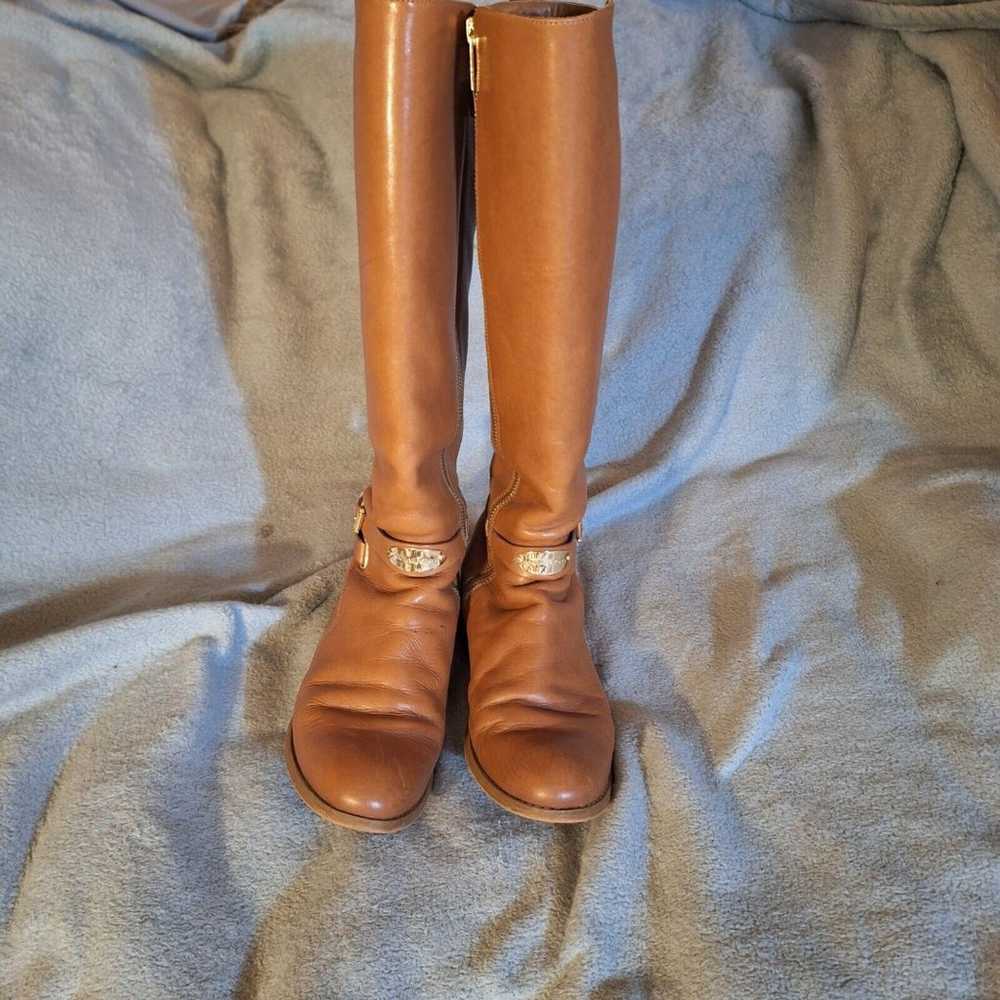 Michael Kors Leather Tall Riding Boots Cognac 8.5 - image 2