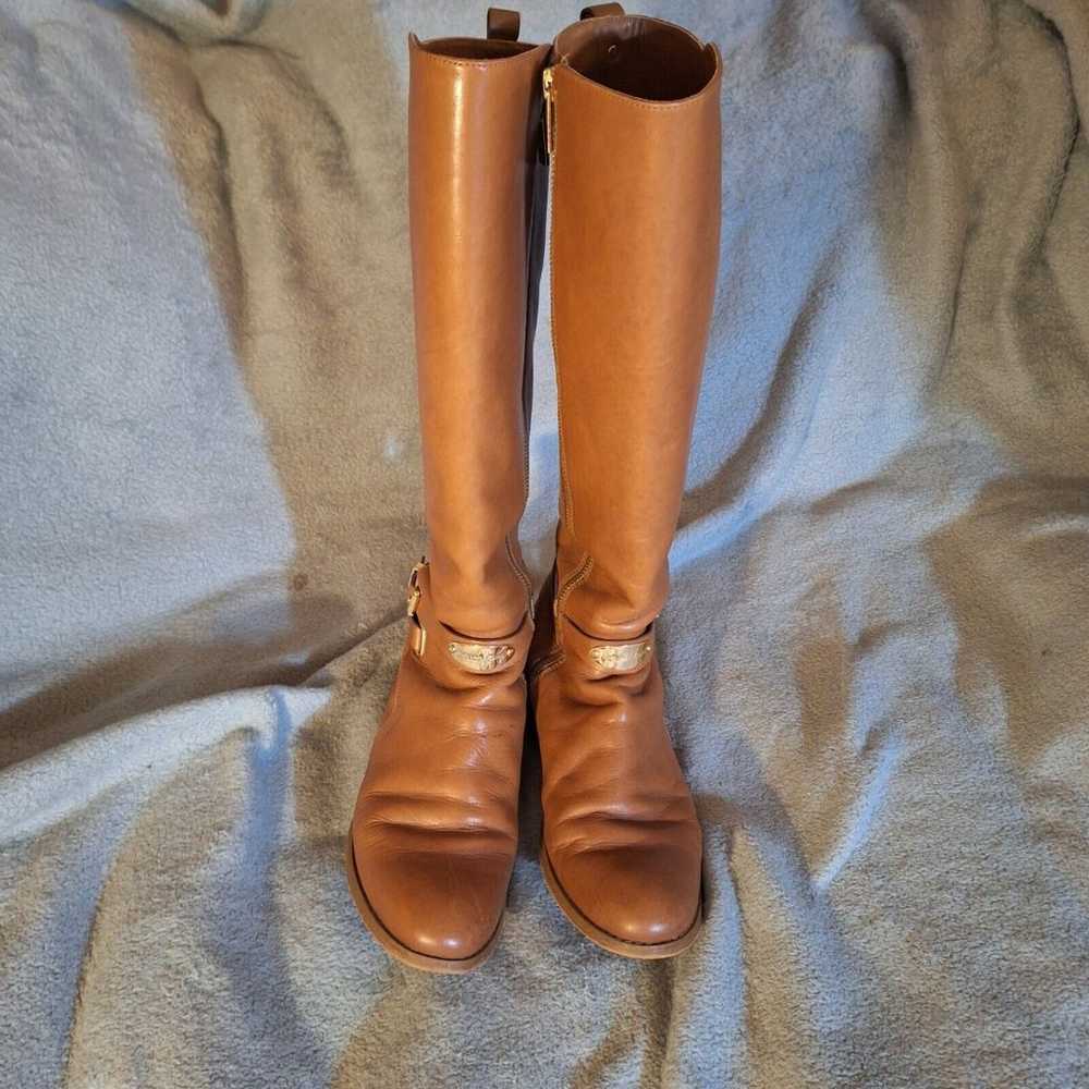 Michael Kors Leather Tall Riding Boots Cognac 8.5 - image 3