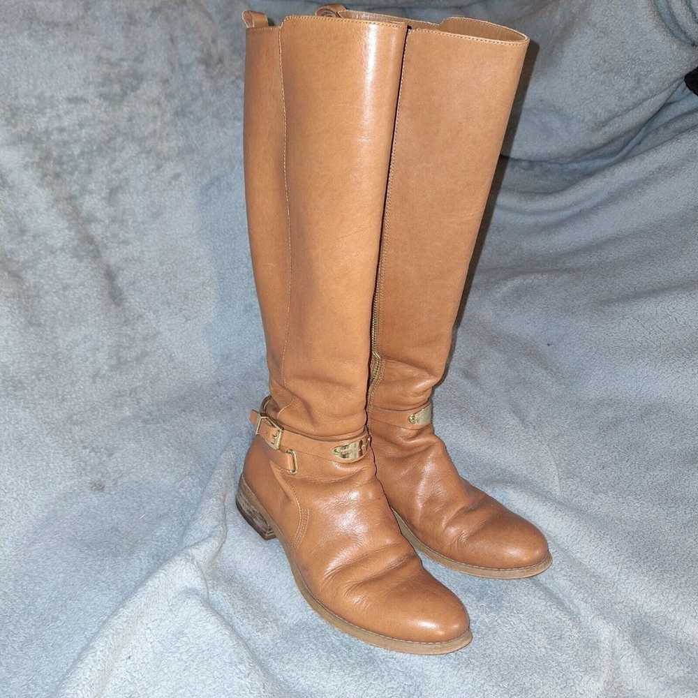 Michael Kors Leather Tall Riding Boots Cognac 8.5 - image 5