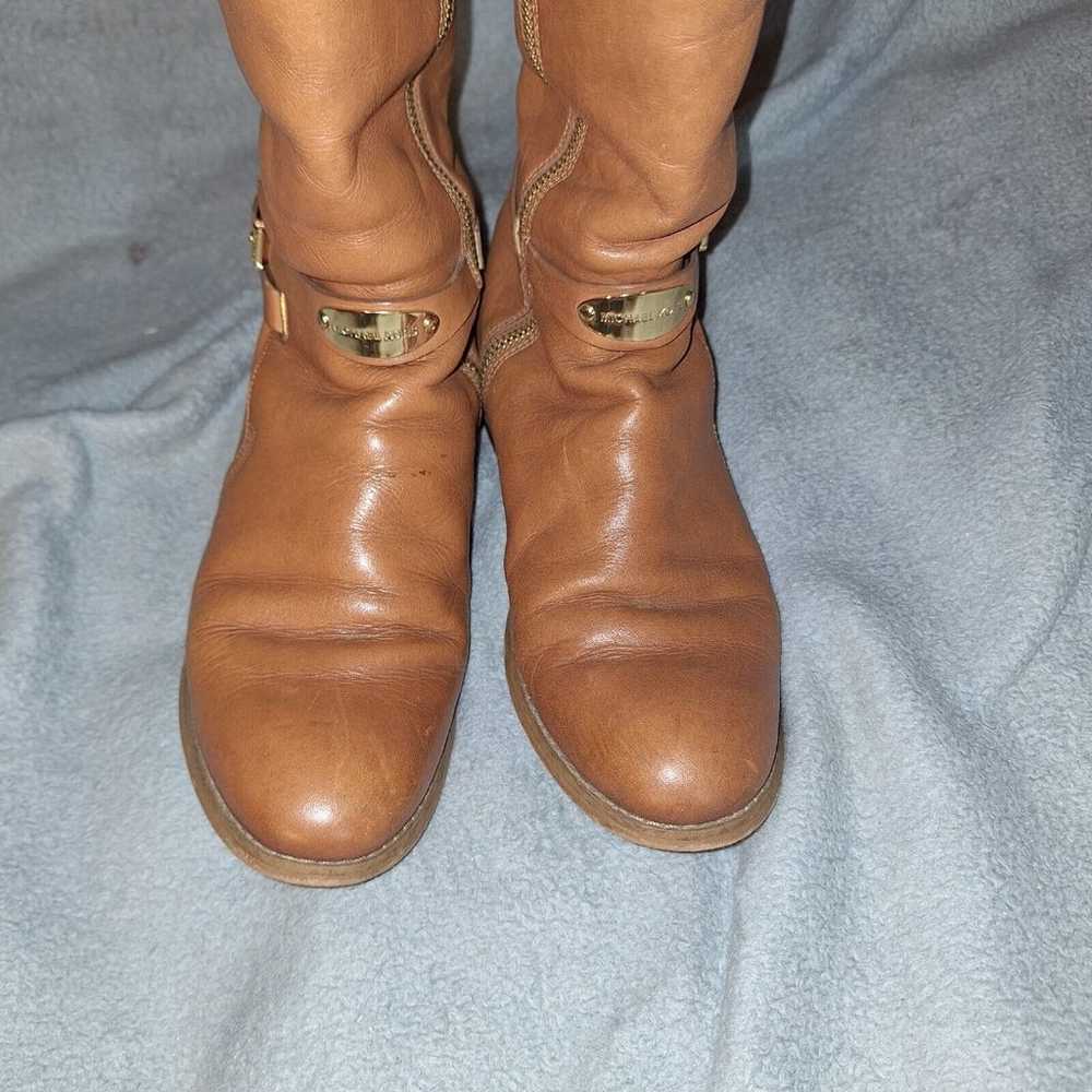 Michael Kors Leather Tall Riding Boots Cognac 8.5 - image 6